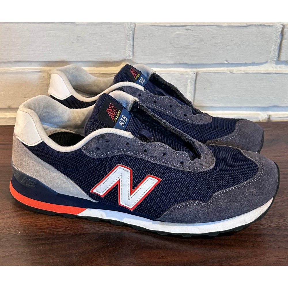New Balance 515v Mens‎ Navy Grey Orange Suede Mesh Sneakers Dad Shoe Size 8.5 2E